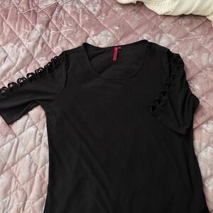 Elegant Black Cutout Sleeve Blouse